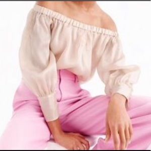 JCrew Collection Silk Organza Off The Shoulder Top